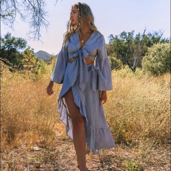 Vici Dresses & Skirts - Cool Tones Grey/Blue Wrap Skirt